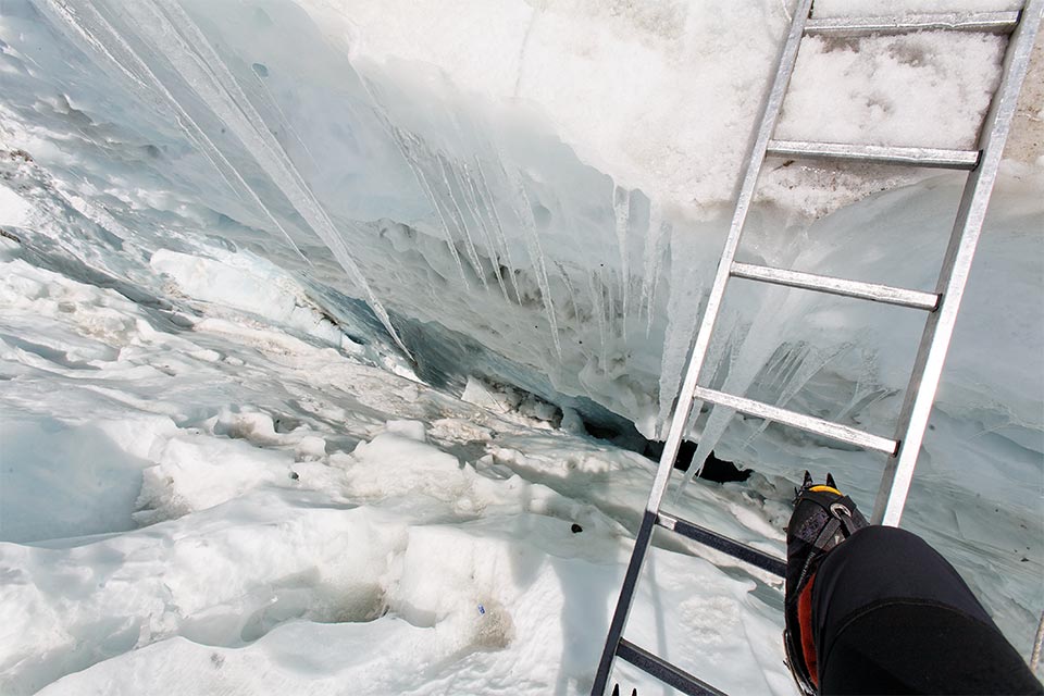 icicles and a crevasse