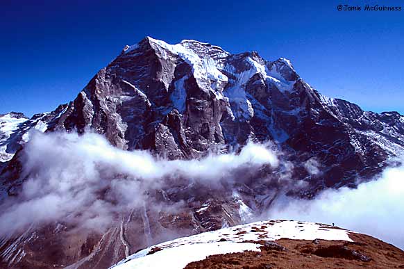 Yes, that is a person, lower right. Also from here there are great views of Kusum Kangguru and the awesome Peak 43.